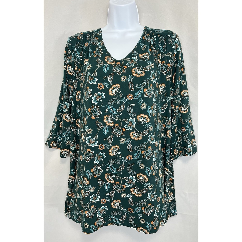 J. Jill Women's Size‎ Large Floral Paisley Print Rayon Tunic Top Stretch